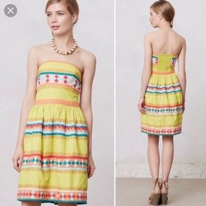 Anthropologie Leifsdottir ribboned Quilotoa multicolored strapless dress size 4